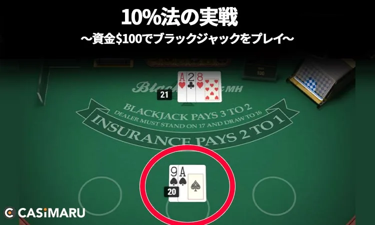 10%法をブラックジャックで実践 (2ゲーム目の結果)