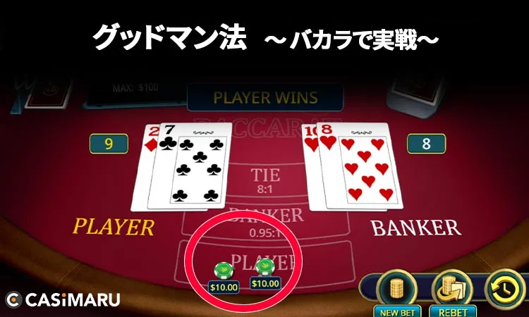 グッドマン法を実際にバカラで実践 (2ゲーム目)
