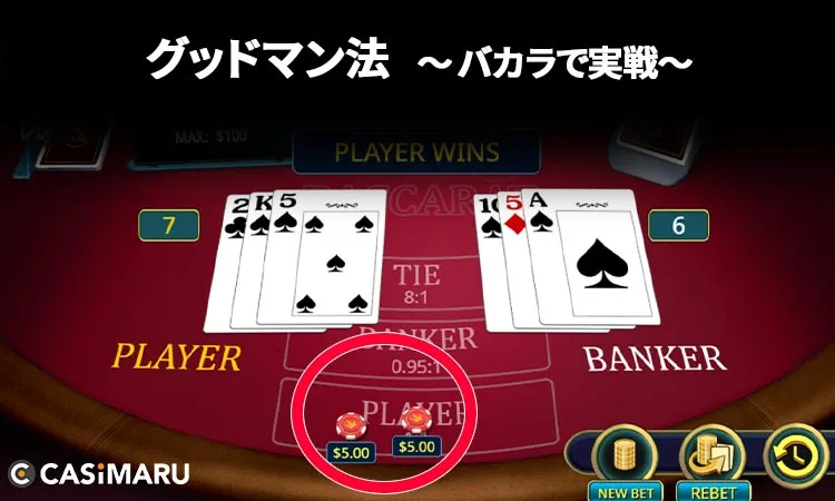 グッドマン法を実際にバカラで実践 (5ゲーム目)