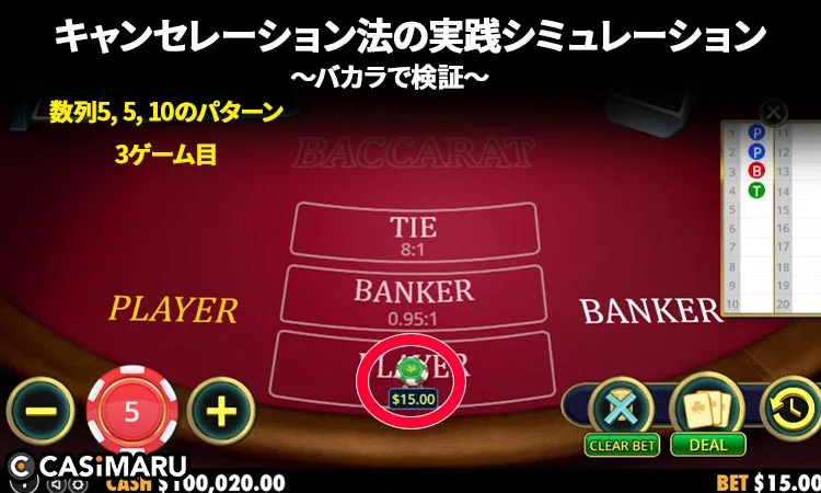数列5, 5, 10のパターン (3ゲーム目)