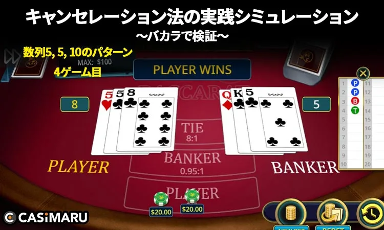 数列5, 5, 10のパターン (4ゲーム目)