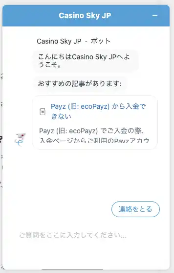 カジノスカイのサポート
