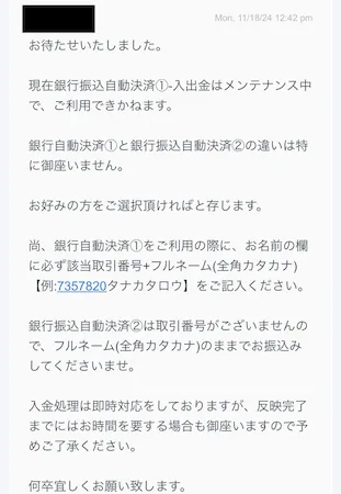 エルドアカジノのサポートチャット2