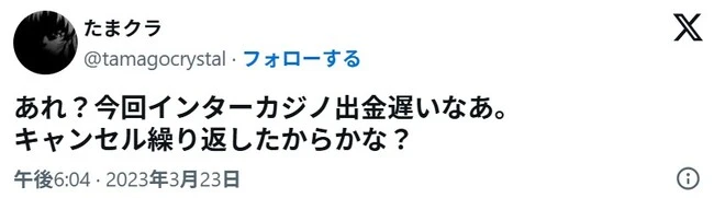 インターカジノの口コミ3
