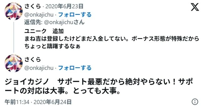 ジョイカジノの口コミ3
