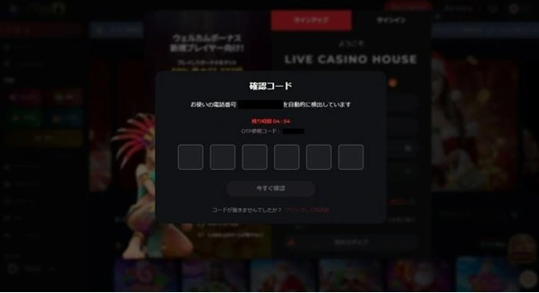 ライブカジノハウスの登録方法、登録に必要な情報 (ステップ3)