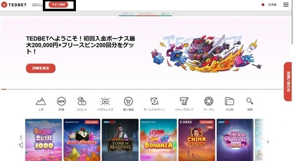 テッドベットの登録方法、登録に必要な情報 (ステップ1)