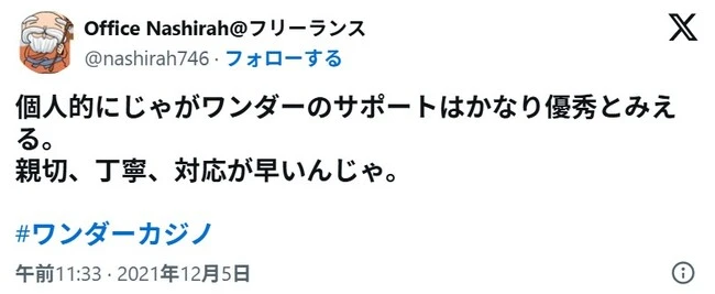 ワンダーカジノの口コミ1