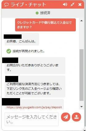 遊雅堂のサポートチャット